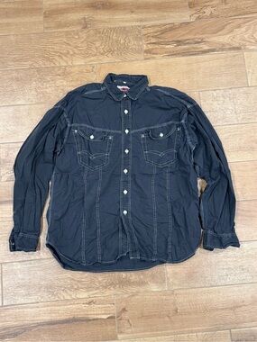 Basic 3K System Outlined Long Sleeve Button Up